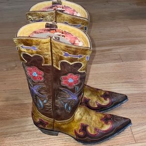 Old Gringo Brass Golondrina Cowboy Boots Size 7B Chestnut and Brown